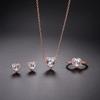 Heart Jewelry Sets for Women Crystal Necklace Earrings Korean Style Gold Color Fashion Cute Moissanite Wedding Accessories S551