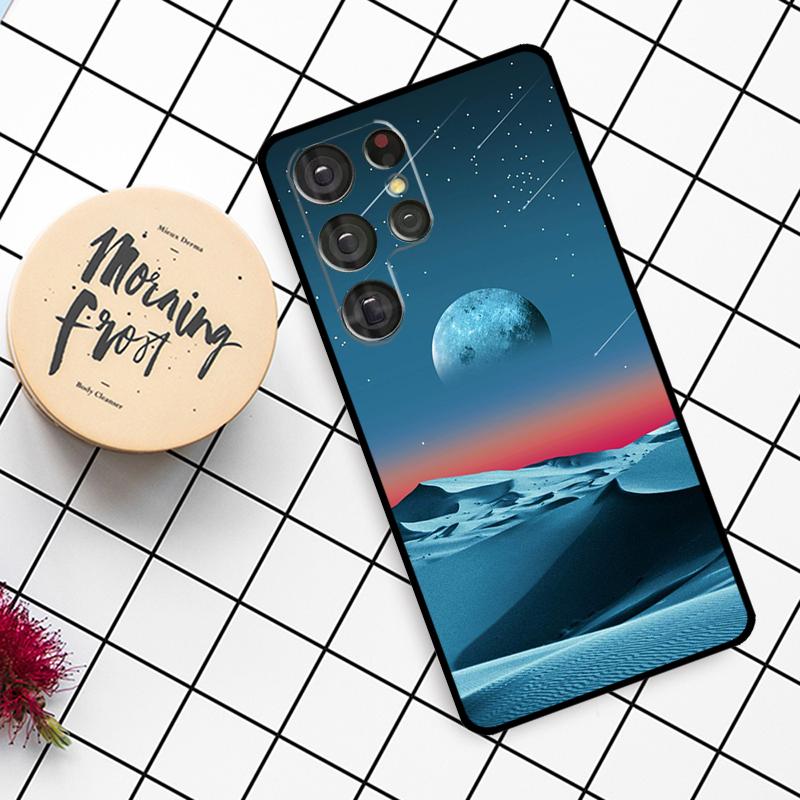 Moon Stars Space Case For Samsung Galaxy S25 Ultra S23 S22 S21 S20 S24 Ultra S9 S10 Plus S25 FE Phone Cover