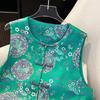 Women's Spring New Silk Brocade Tang Suit Vest with Frog Buttons