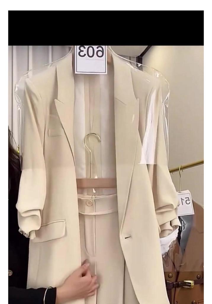 Large Size Women's Professional Suit Set: Slim Fit Blazer & Age-Reducing Wide-Leg Pants