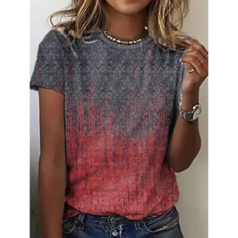 T-shirt Geometriche Stile Etnico alla Moda Maglietta a Manica Corta Oversize da Donna Stampa 3D Retrò Top Harajuku Magliette Abbigliamento Donna