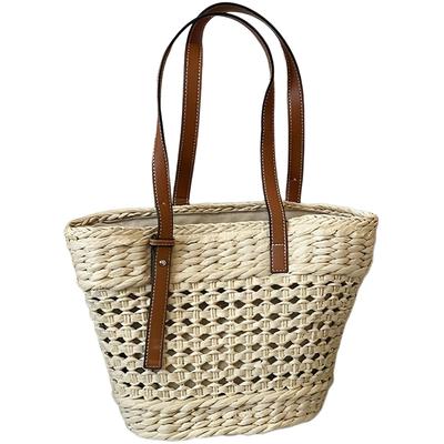 Magno Straw-Woven Tote Bag, Straw Bag, Women's Shoulder Tote Bag, Popular, Cute, Stylish, Stylish, Trendy, Korean, Plus Sizes, Simple, Casual (Beige)