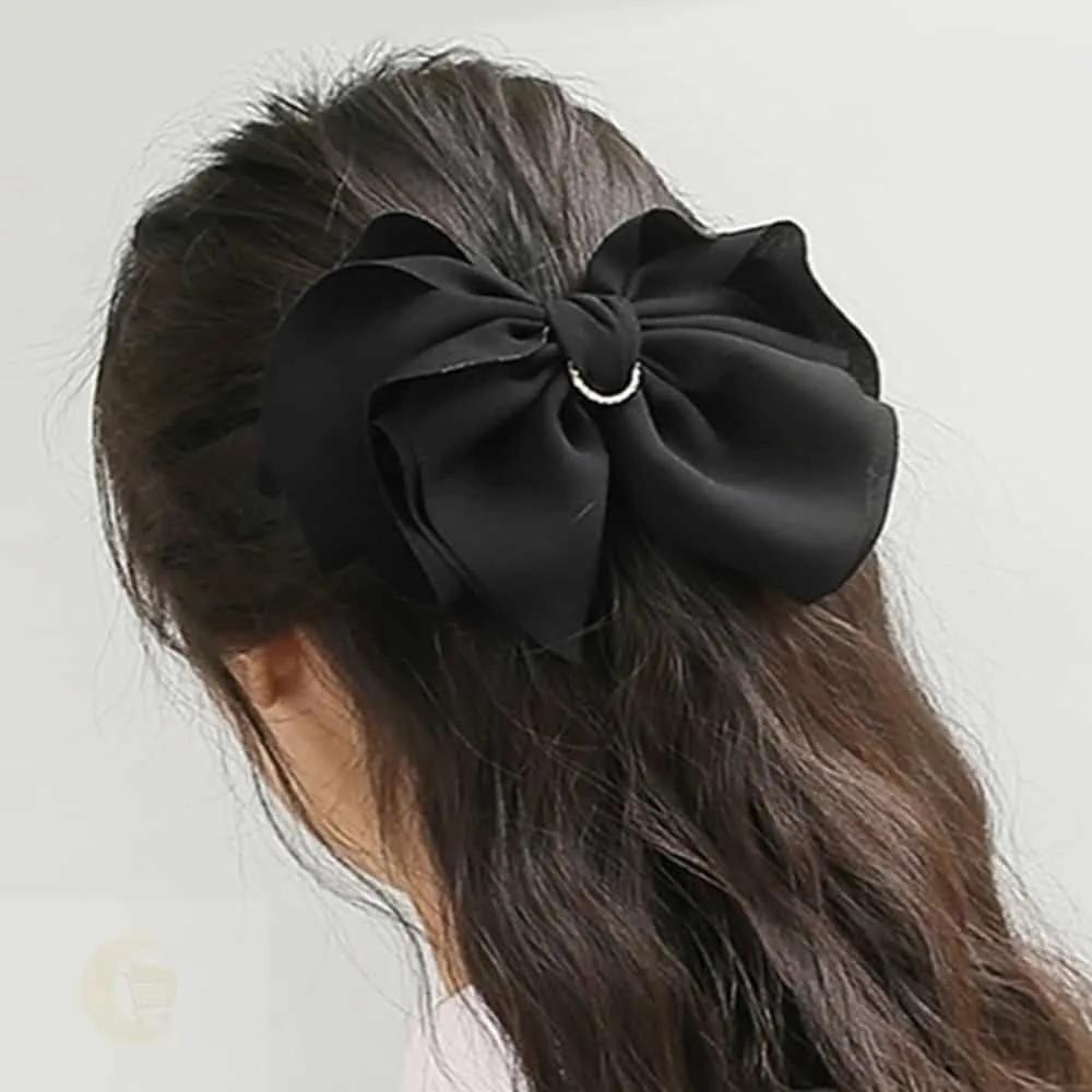 MOONH Ponytail Pin Half Hair Pin Handmade Hair Pin Cubic Black Automatic Hair Pin
