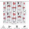 Pink Bow Tie Pattern Shower Curtain Cute Dogs Print Bathroom Decor White Fabric Waterproof Shower Curtains Set (Size180X245Cm)