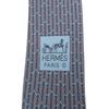 Excellent HERMES tie Horse tack motif all-over pattern gray silk mens Used