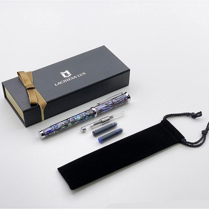 [Rachieva] Abalone Shell Fountain Pen, German-Made Fine Nib, Smooth Writing, Exquisite Luxury Pen Gift Set, Blue