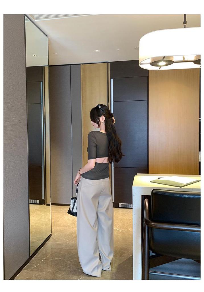 2026 Sexy Backless Short Sleeve T-Shirt - Women's Slim Fit Round Neck Top