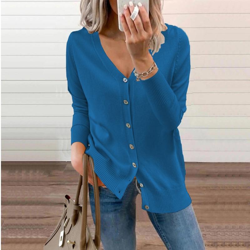 Jesień Nowy Slim Fit Casual Dzianinowy Kardigan Kobiety Moda Vintage Luźny Sweter z Dekoltem w Serek Kurtka Damska Zimowa Odzież Eleganckie Damskie Kardigany 25065