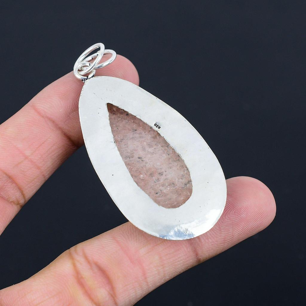 Pear Strawberry Quartz Gemstone 925 Silver Handcrafted Bezel New Pendant Jewelry
