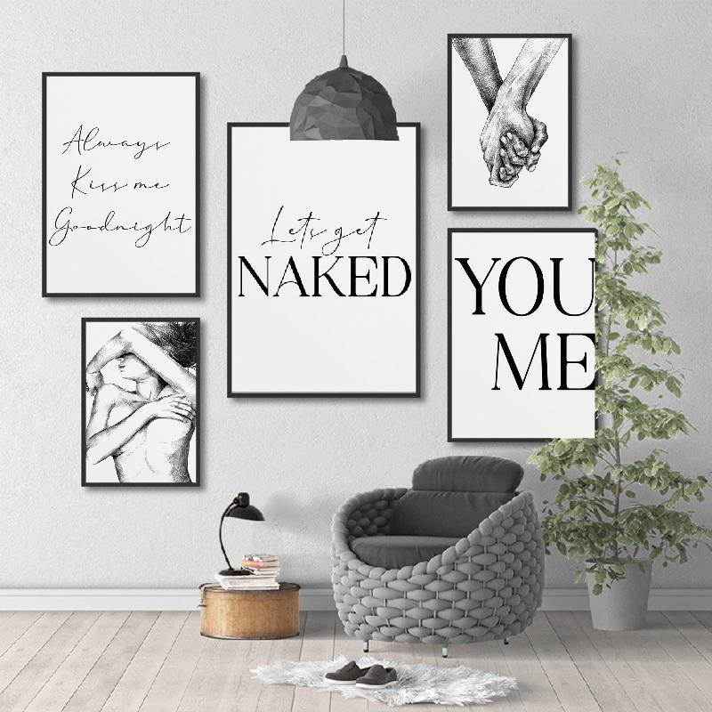 

Черно-белая рука пары любовник всегда целует меня спокойной ночи ты меня цитаты холст живопись настенный художественный постер модная картина декор комнаты