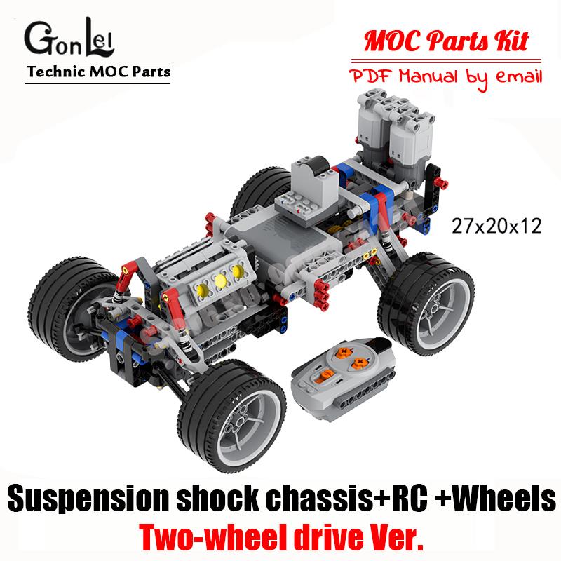 NEW MOC Steering chassis independent wheel suspension mini fake V8 engine Speed gearbox Compatib with High-tech for Off-Road