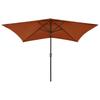vidaXL Sonnenschirm mit LEDs und Stahl-Mast Terrakottarot 2x3 m