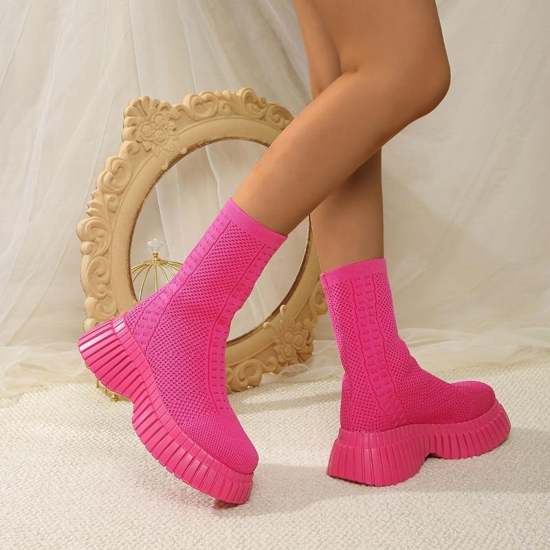 Dámské boty Šněrování do půli lýtek Dámské boty Klasika Moderní boty Ženy Spona Kulatá špička Zip Střed Podpatek Nazouvací boty Dámské