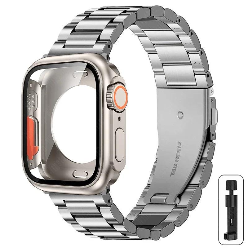 

Чохол+ремінець для Apple Watch Ремінець 46мм 42мм 44мм 45мм 41мм Повне покриття Металевий Нержавіюча сталь Ремінець Iwatch Серія 11 10 9 8 7 6 SE 5 For Series6SE54 40mm