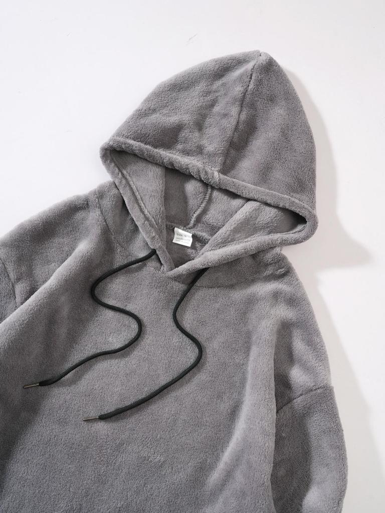 Men's Plus Size Hooded Casual Sweatshirt - Autumn/Winter Coral Fleece Fashion Style