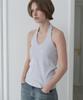 Toabe Label Ribbed Halter Neck Top (White Melange)