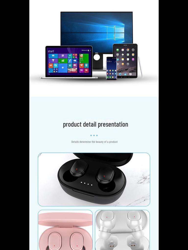 A6S Auricolare Sportivo Wireless Bluetooth In-Ear con Riduzione del Rumore e Controlli Touch
