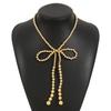 Dames Populair Europees Parel Strik Ketting Voor Dames Licht Luxe Elegante Gelaagde Imitatie Parel Ketting Sieraden
