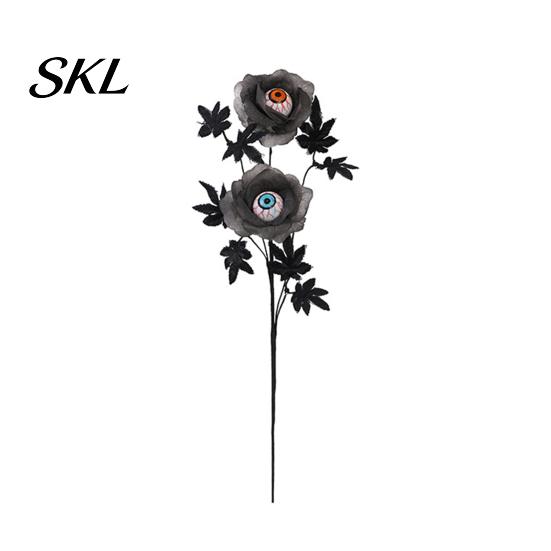 Halloween Themed Decor Eyeball Flower Stem, Artificial Rose Floral Pick with Eyeball, Party Decorations Gothic Black Branches for Vase, Home