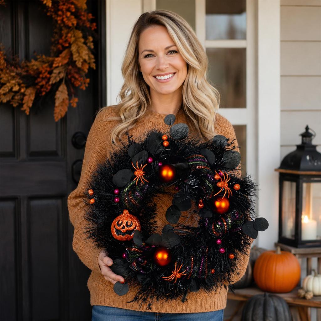 Home Decor Wreath with 45 Hanging Ornaments for Wall Door Decoration