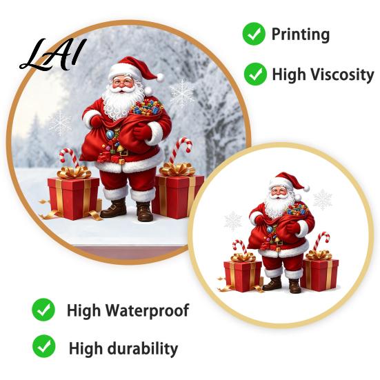 Holiday Glass Stickers Santa Claus Window Static Sticker Reusable Waterproof PVC Christmas Decal Decorative Xmas Decals HD Printing Clings for Home