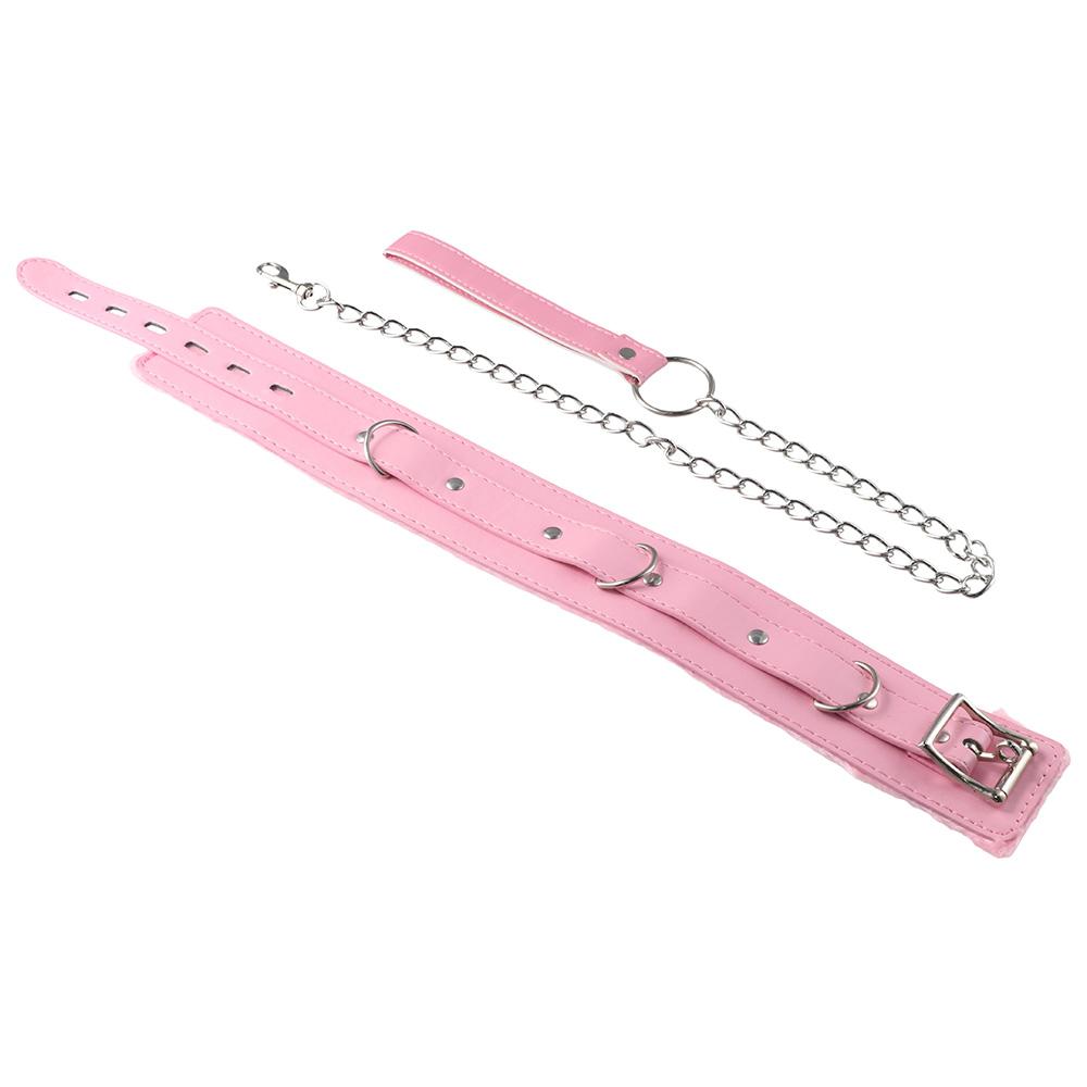 

54CM Fur Lined Collars Detachable Leash Chain Pet Collars Long Lead Chain Medium Large Dogs