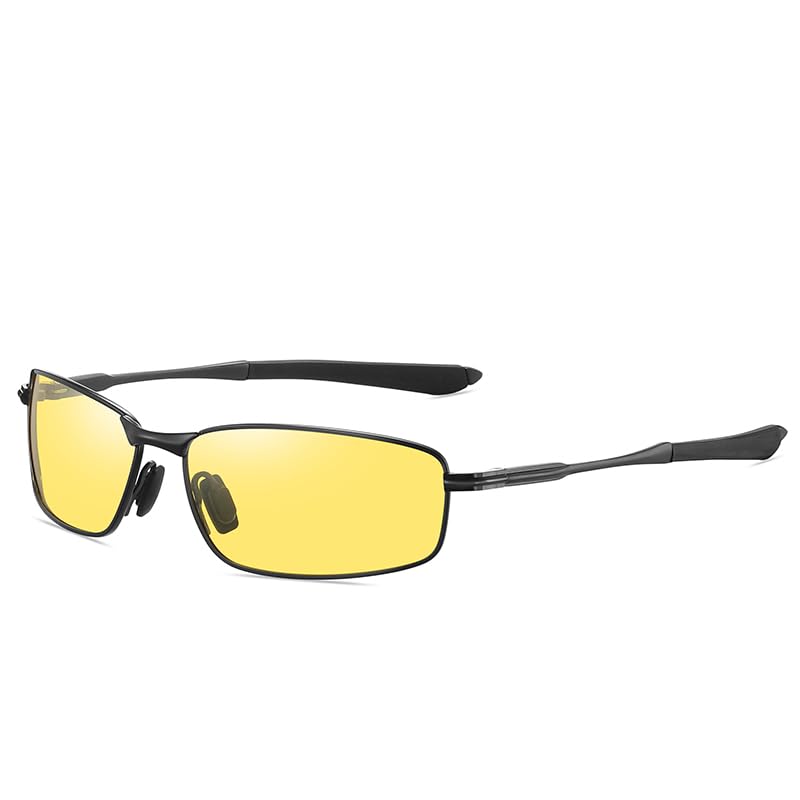 Night Sunglasses for Large Yellow Day and Night B1229 [FEISEDY] Men, UV400, Sports, Golf, Driving, Size, Lens, Lightweight, Bicycle, Driving, Fishing,