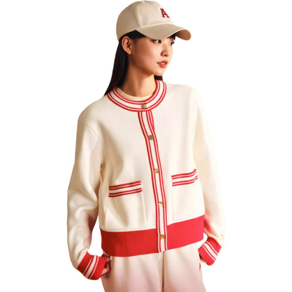 Anta Life Series Gutes passiert Rundhals Strickjacke Lässige Strickjacke Damenpullover Maisweiß 162518734-3