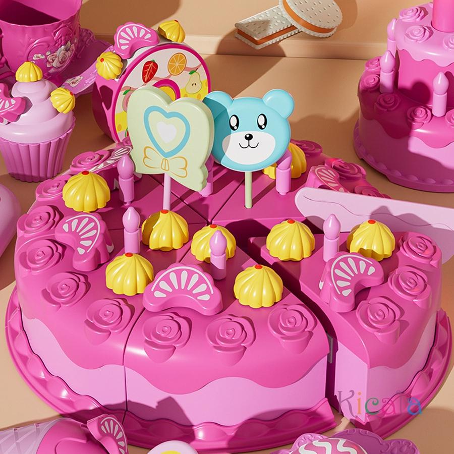 Play House Birthday Cake Cutting Toys Playing Simulation Blowing Candle Dessert Fruit DIY Toy Birthday Gift Perfect for New Year