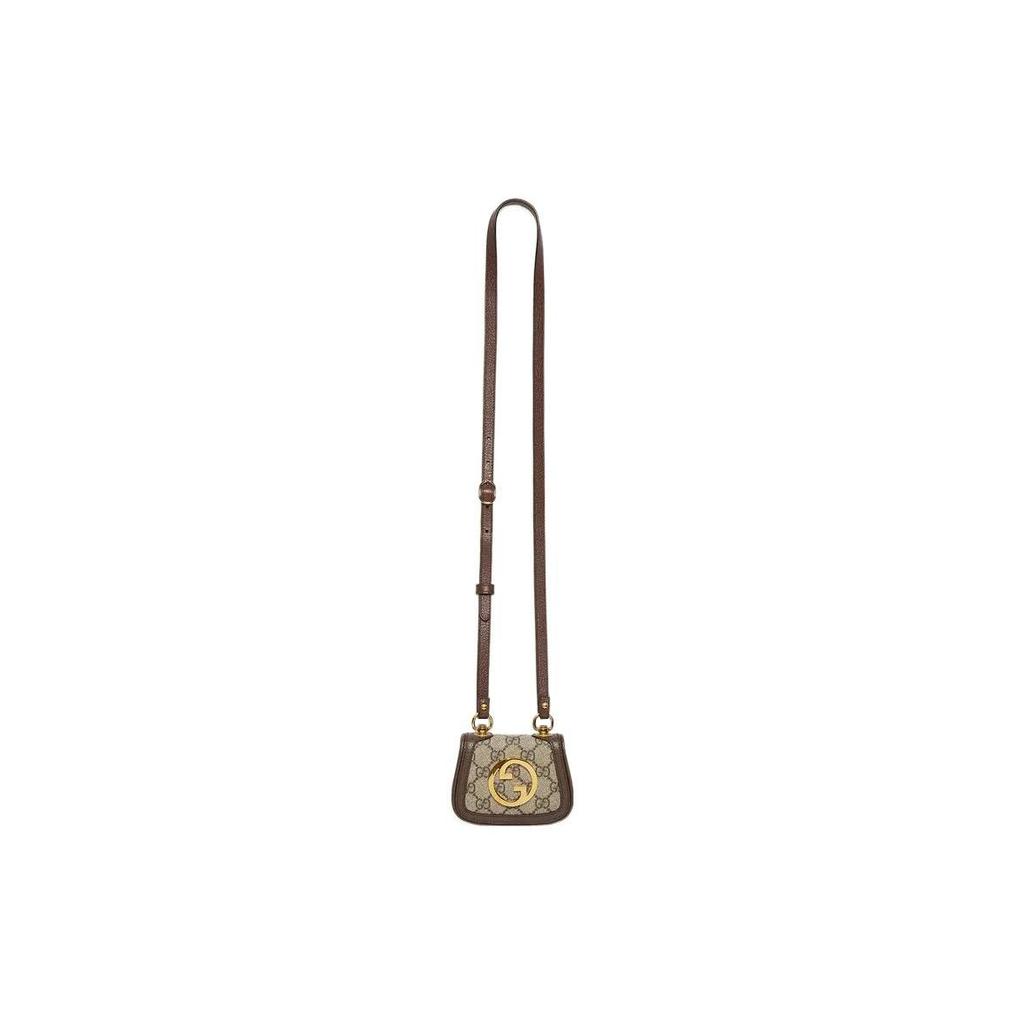 Gucci Blondie GG Supreme Mini Shoulder Bag Beige Brown Leather Gold Hardware Crossbody Bag for Women Daily Commute Shopping 698635-K9GSG-8358