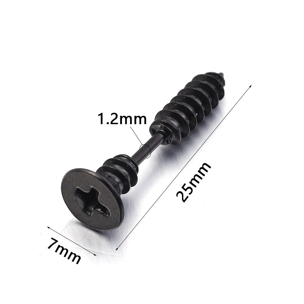 1 Pair Unisex Women Men Earrings Stainless Steel Piercing Nail Screw Stud Earrings Punk Rock Helix Ear Piercings Spiral Jewelry