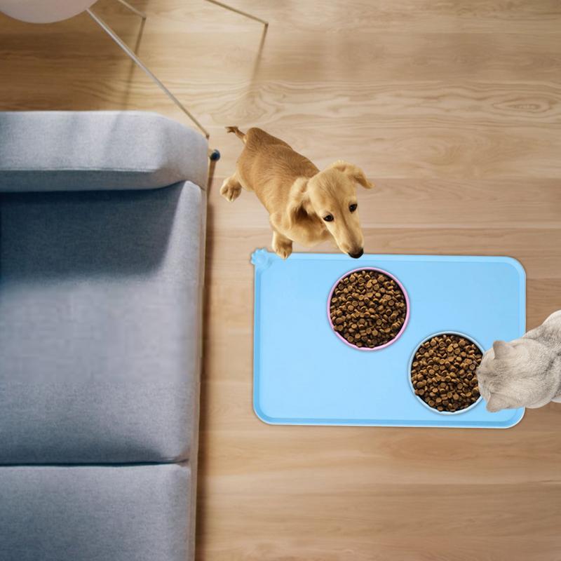 18.9X11.8in Non-Slip Silicone Pet Feeding Mat Waterproof Dog Bowl Placemat Quick-Dry Cat Food Tray Mat Small Animal Accessories