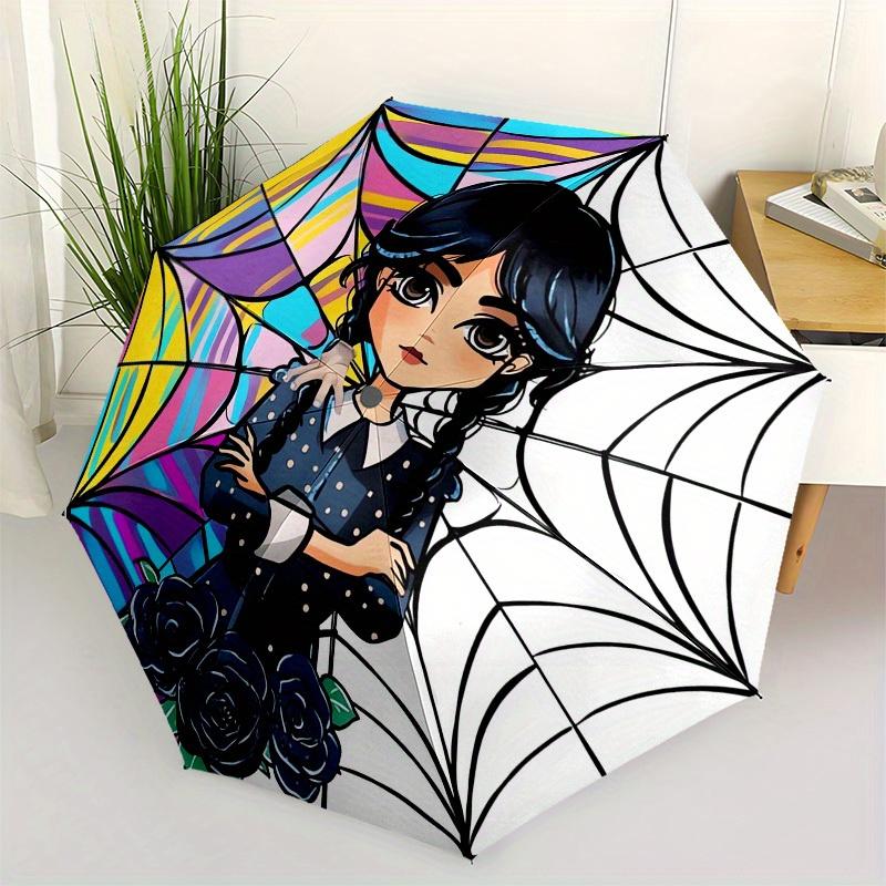 1pc Spider Web Wednesday Themed High-quality Umbrella,Automatic Opening and Closing Umbrella,Multi-functional Umbrella G0811029