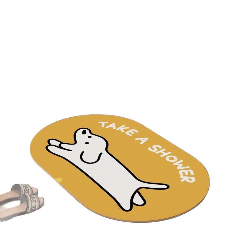 Tappetino da Bagno per Animali in Fango Diatomaceo Ovale Cartoon - Antiscivolo e Assorbente