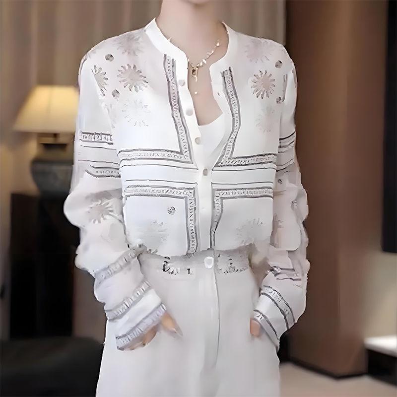 Women's Floral Long Sleeved Shirt with New Design Loose and Stylish Top