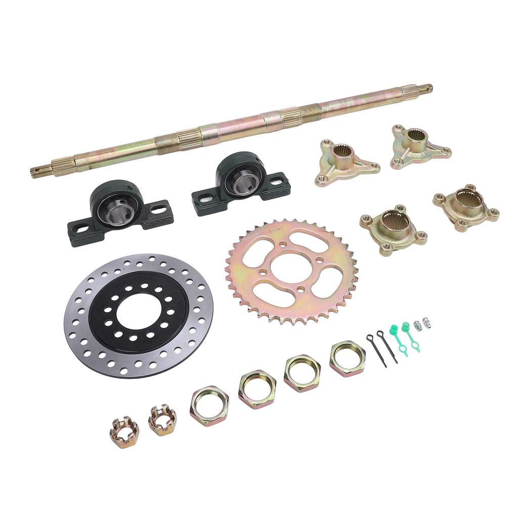 Go Kart Rear Axle Kit 24 Inch Heavy Duty Sprocket Brake Disc Base Rear Axle Assembly Set for 50 to 150CC DIY Rebuilt