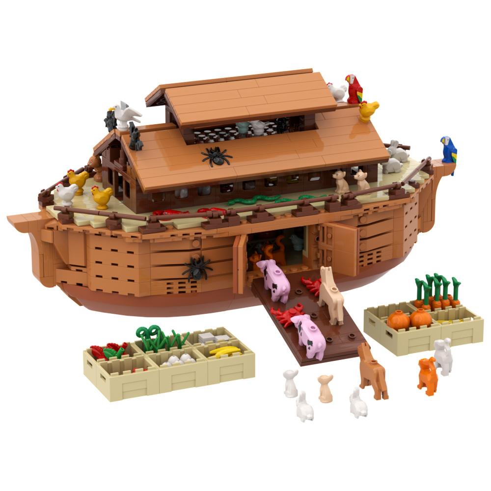MOC Noahs Ark Building Blocks Model Noahs Ark Medieval Nautical Square Ship Bricks Assembly Toys Kids Birthday Gifts Puzzle Toys