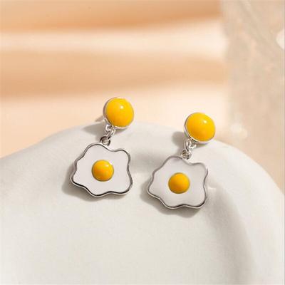 Neue Mode Kreatives Pochiertes Ei 925 Sterlingsilber Schmuck Temperament Niedlich Süße Cartoon Ohrringe E185