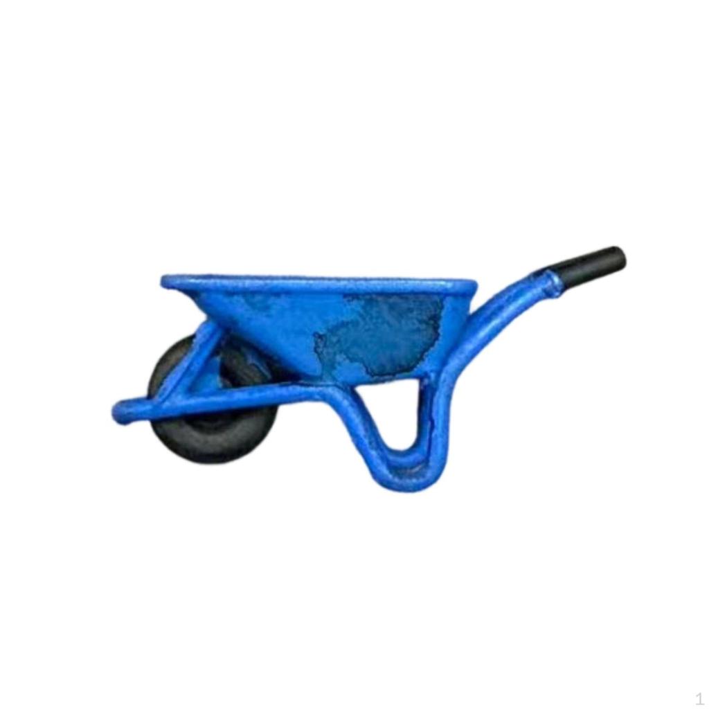 Miniature Wheelbarrow 1:64 Scale Model with Single Wheel Resin Ornament for Hobbyists,