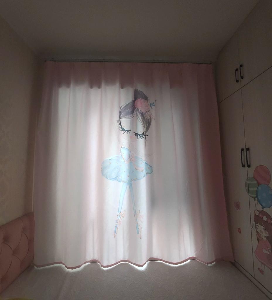 2 Panel Pink Unicorn Curtains Ballerina Girl Curtains for Kids Girls Bedroom Window Blinds Floor-to-ceiling Windows Grommet Top