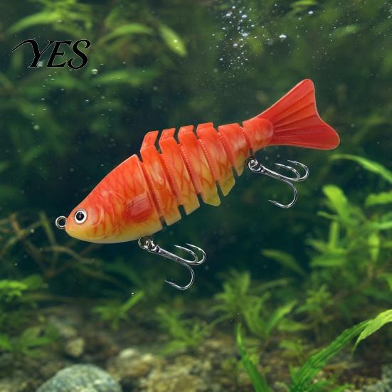 7-Section Swimbait 9.5CM/13.7G Multi-Jointed Fishing Lure with Hooks, Slow Sinking Swimbait, Hard Artificial Bait Bionic for Freshwater Saltwater