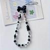 Cute Black Bowknot Bear Phone Strap Charm Chain Knot Cellphone Lanyard Woman Girl Bag Camera Pendant For Case