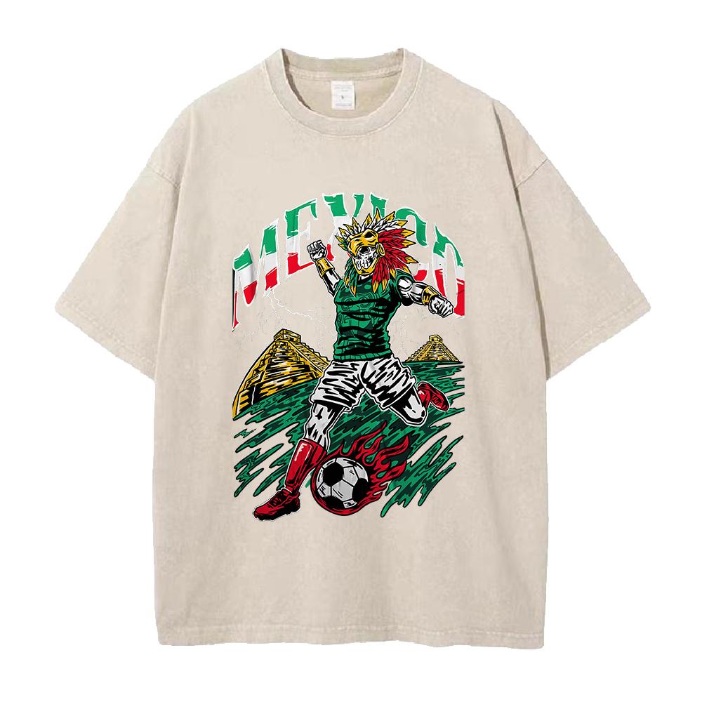 Anime Football Printed T-shirt Vintage Washed Oversized T Shirt Summer Short Sleeve Cotton Tees Tops Clothing