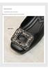 2026 Spring Women's Black Rhinestone Square Toe Loafers - Comfortable for Long Standing in Professional Office Settings