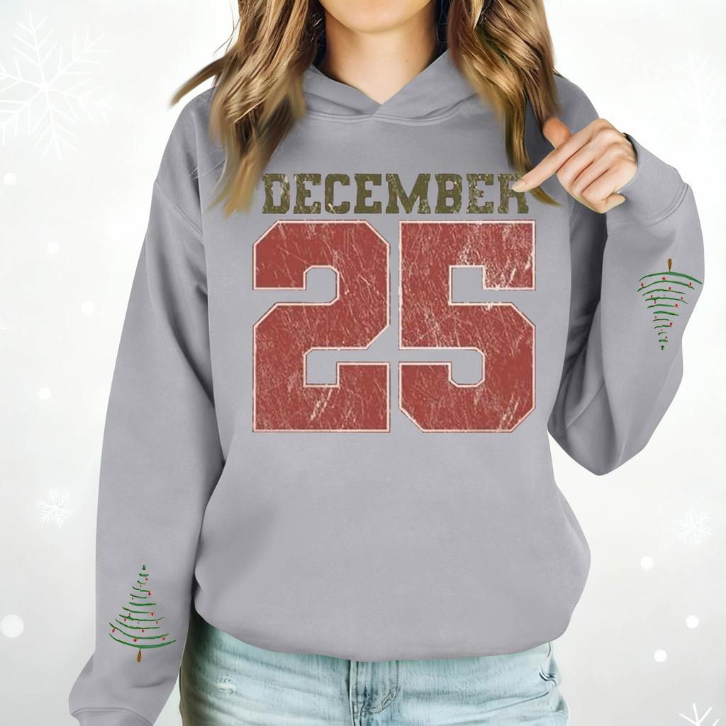 Damenmode Lässig Langarm Bedruckt Rundhals Kapuzenpullover Pullover Top