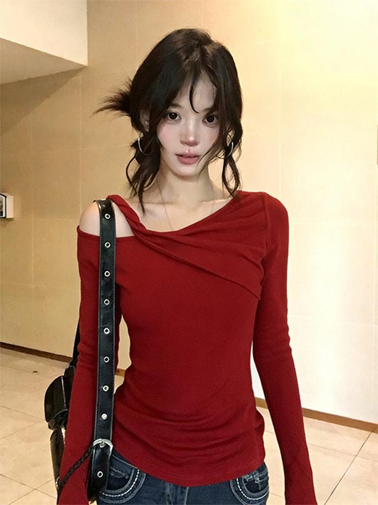 Unique, beautiful, super-good-looking top, women's spring new French design, niche fashion temperament, long sleeves