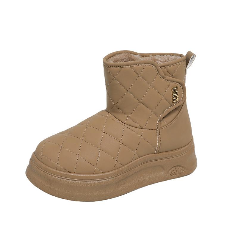 Fleece snow boots winter new thickened warm cotton shoes thick sole heightening large cotton short boots cotton boots