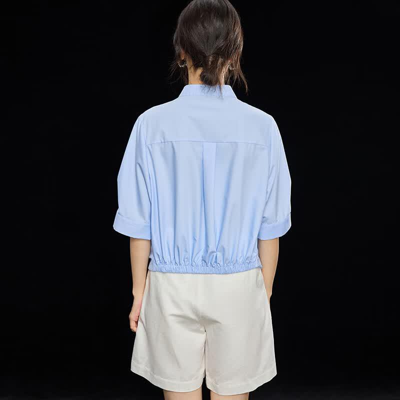 Women's French Style Pleated Modal Blend Blouse