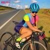 MLC Mono Triatlon Femminile Skinsuit Ciclismo Maglia da Ciclismo da Donna Tuta Bianca a Manica Corta Body da Bici Corto Ciclismo Imbottitura in Gel