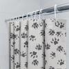 White Floral Shower Curtain With Paw Print Pattern Modern Decorative Waterproof Bath Mat Cover For Home Bathroom Accessories Bla